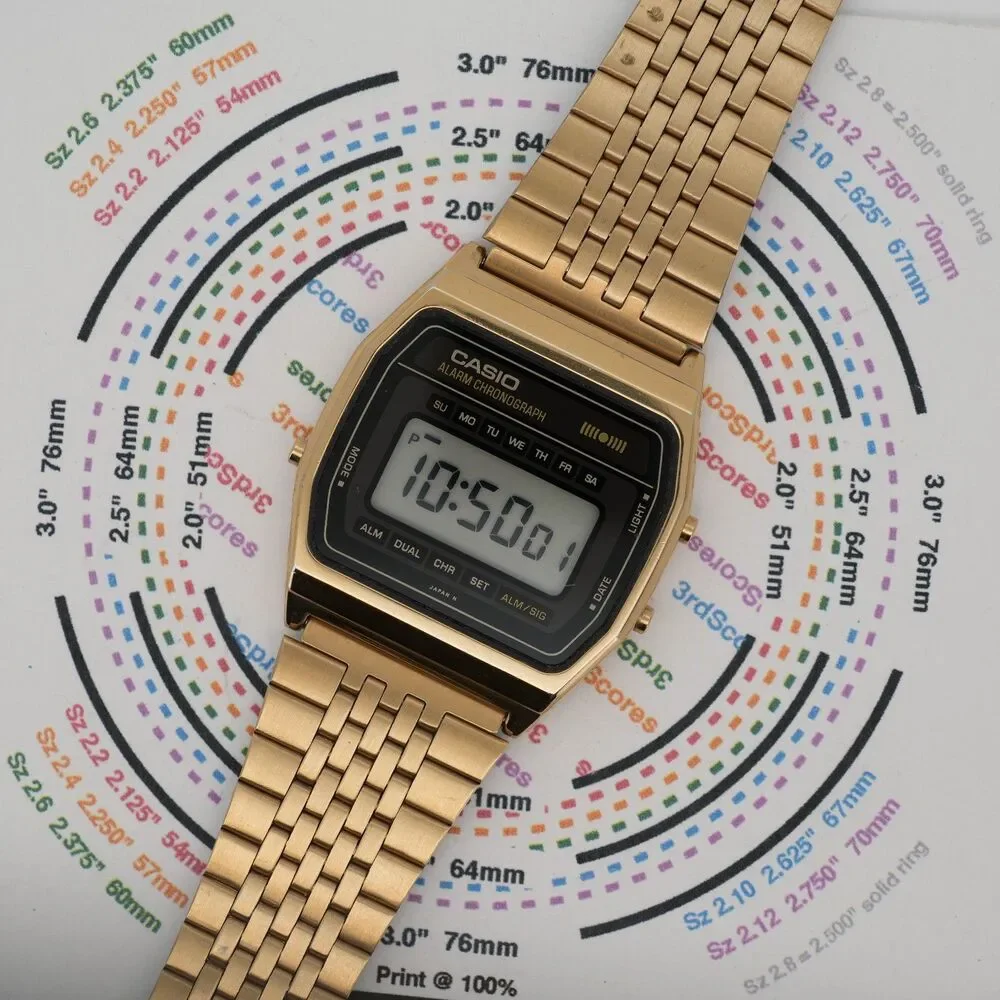 Vintage Casio 1980s A661G Slim Gold Digital Watch Module 237 Alarm Chronograph